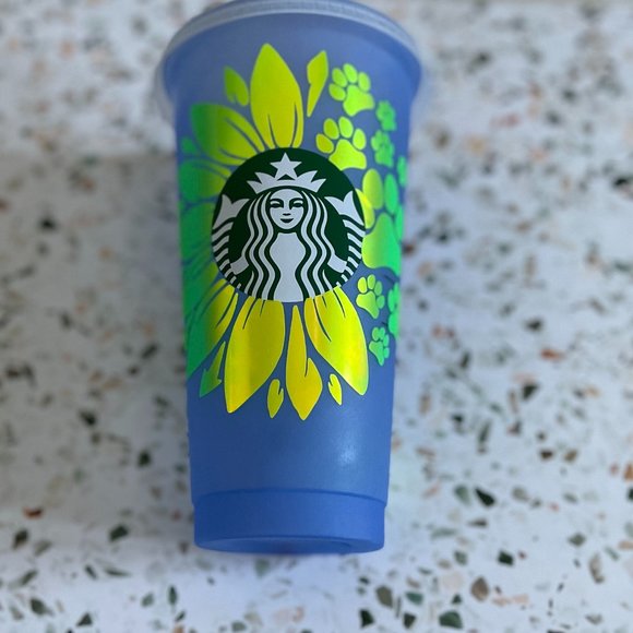 Paw Flower Color Change 240z Starbuck Cold Cup - Picture 3 of 4